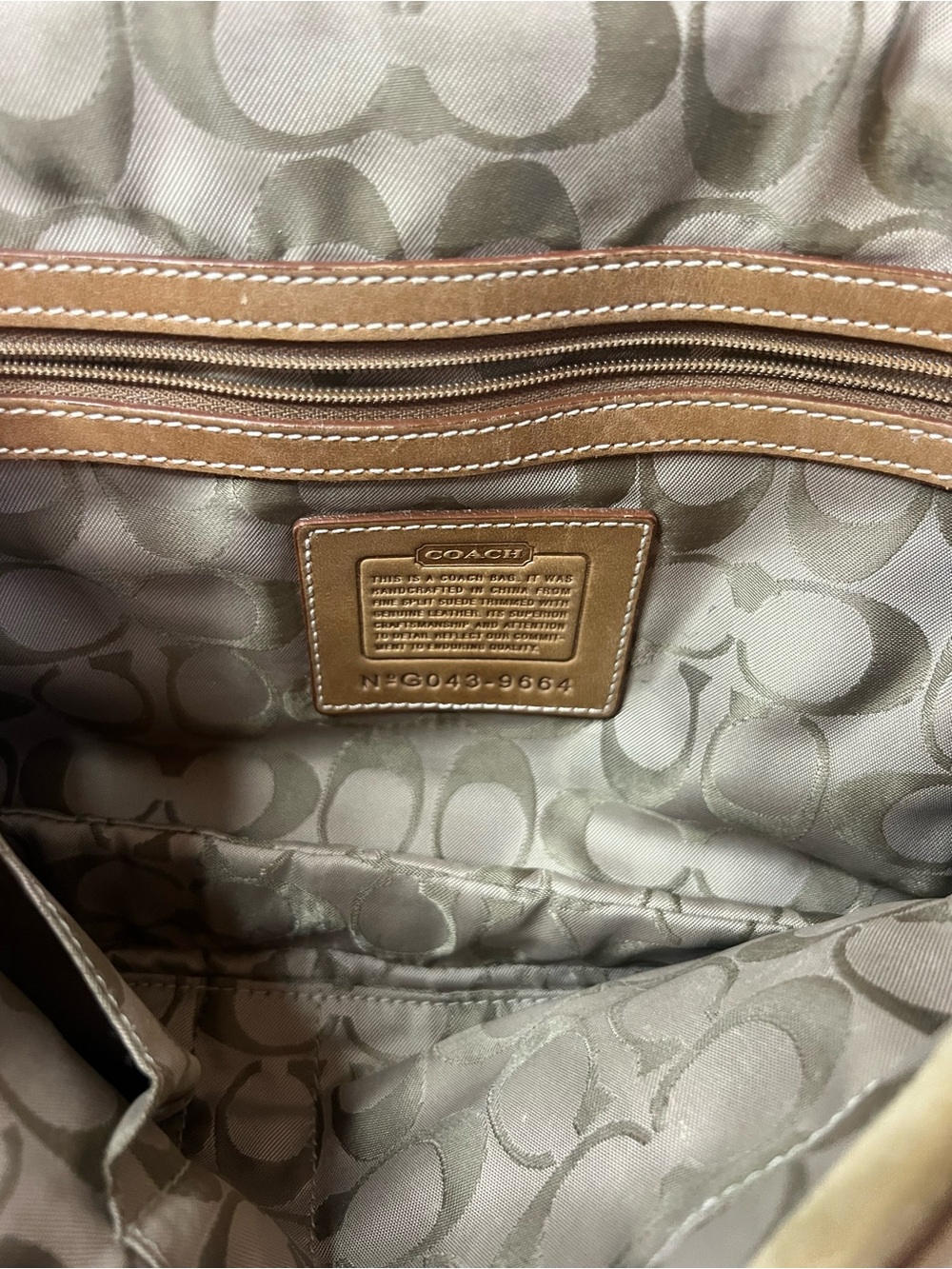 VTG Coach Y2K Soho Tan Suede Large Flap Shoulder Bag 9664 - Full Set W/ Box! - Picture 7 of 14